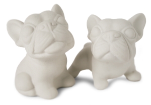 French Bulldog Unpainted Cruet Set