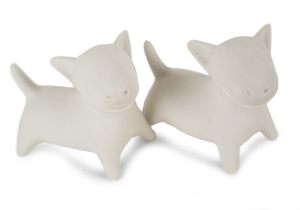 Bull Terrier Unpainted Cruet Set