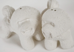 Bichon Frise Unpainted Cruet Set