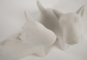 Bull Terrier Unpainted Cruet Set