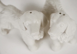 Golden Retriever Unpainted Cruet Set