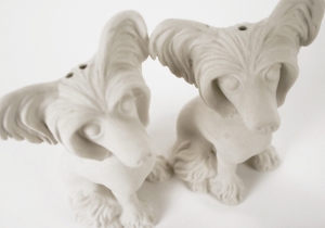 Chinese Crested Unpainted Cruet Set