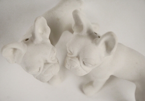 Boston Terrier Unpainted Cruet Set