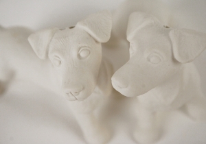 Jack Russell Unpainted Cruet Set
