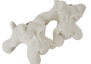 Wire Hair Fox Terrier Unpainted Cruet Set