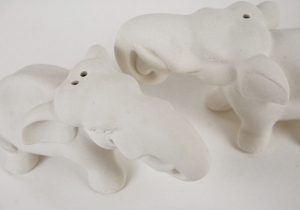 Elephant Unpainted Cruet Set