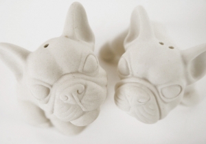 French Bulldog Unpainted Cruet Set